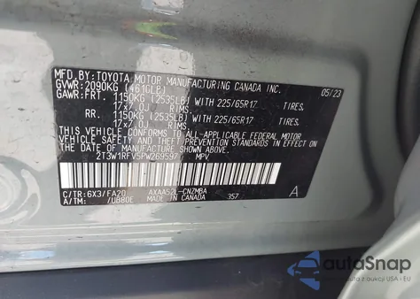 2023 Toyota Rav4 Xle z USA, uszkodzony, nr VIN 2T3W1RFV5PW269597